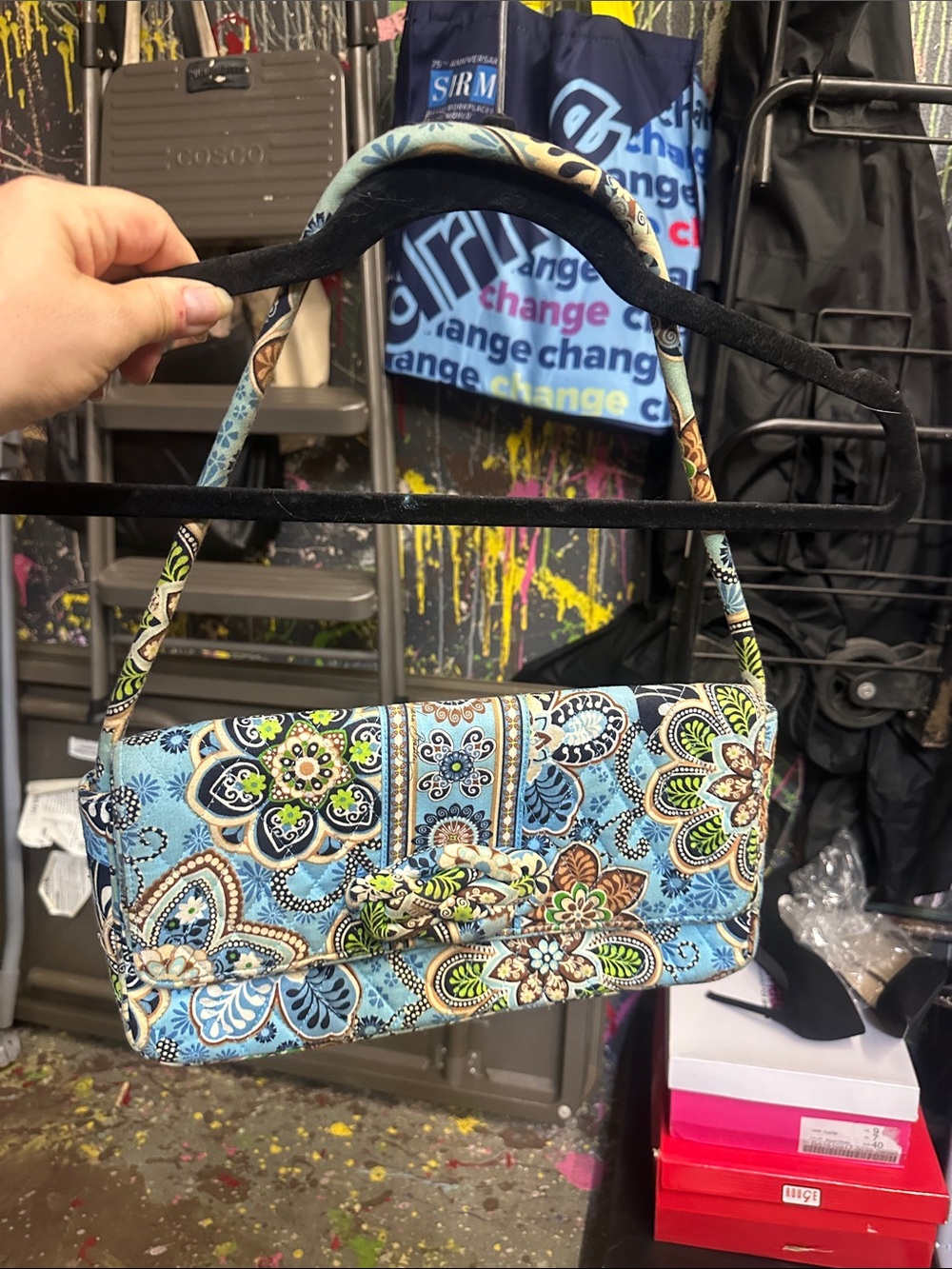 Vera Bradley Quilted Paisley Shoulder Bag - Blue Floral